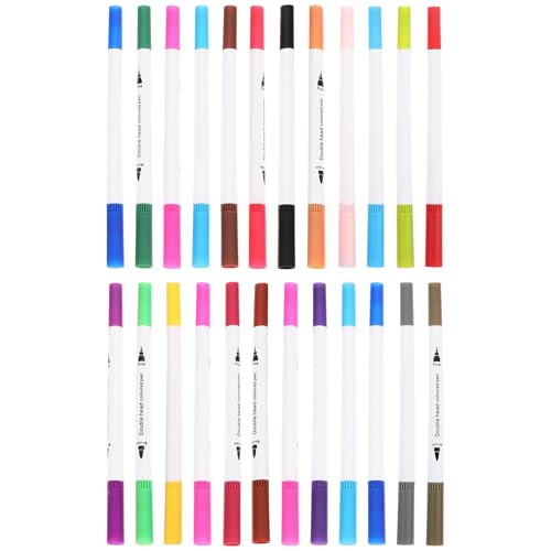TOPBATHY 24 piezas Rotuladores de Doble Punta para Colores Pincel y Punta Fina Marcadores Acrílicos Seguros para Dibujo Colorear y Proyectos Artísticos