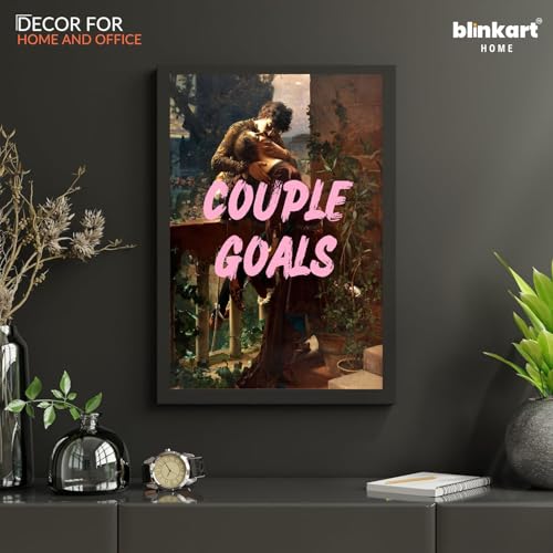 Image of BLINKART Framed Photo - Couple Goals | Altered Art Theme | Motivational & Inspirational Wall Art Poster for Home, Bedroom, Living Room, Office, Hotel & Gifting - 12x8 Inch