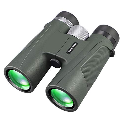 Jinhuaxin Prism�ticos, 12 x 42 HD Telescopio Impermeable Prism�ticos, Prismas BaK4 y FMC Lente, para Viajes de Caza senderismo turismo juego de pelota, con Adaptador de Soporte para Smartphone (Verde)