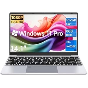 Computadora portátil de 14.1 pulgadas, 8 GB de RAM 512 GB SSD, procesador Intel Celeron N4020C (Beat N4020/N4000), computadora portátil delgada y portátil, WiFi dual, USB 3.0, BT, cámara web