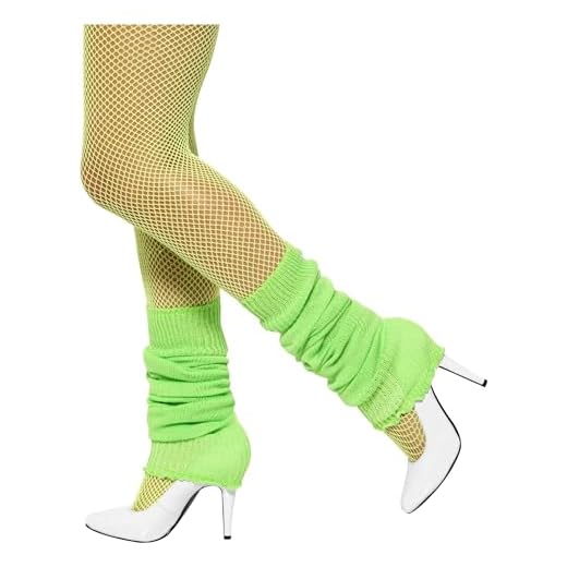 Smiffy's-31047 Calentadores, neón, Color Verde, Tamaño único (Smiffys 31047)