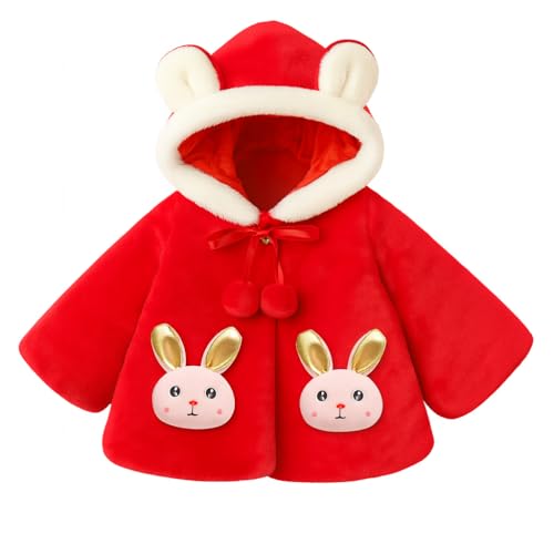 Image of Bold N Elegant Faux Fur Warm Winter Outerwear Hooded Baby Jacket Coat Blanket with Soft Plush Golden Bunny Ear for Infant Toddler Boy Girl Kids