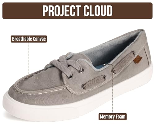 Image of Project Cloud Canvas Sneakers for Women - Memory Foam Slip On Shoes Women Footwear - Lightweight and Non Slip Fashion Sneakers (Seasalt)