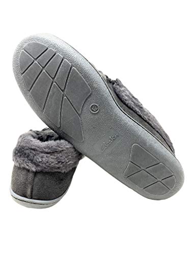 Clarks Women's Faux Fur Lined Moccasin House Shoe Indoor & Outdoor Slipper (7 Medium US, Grey)4