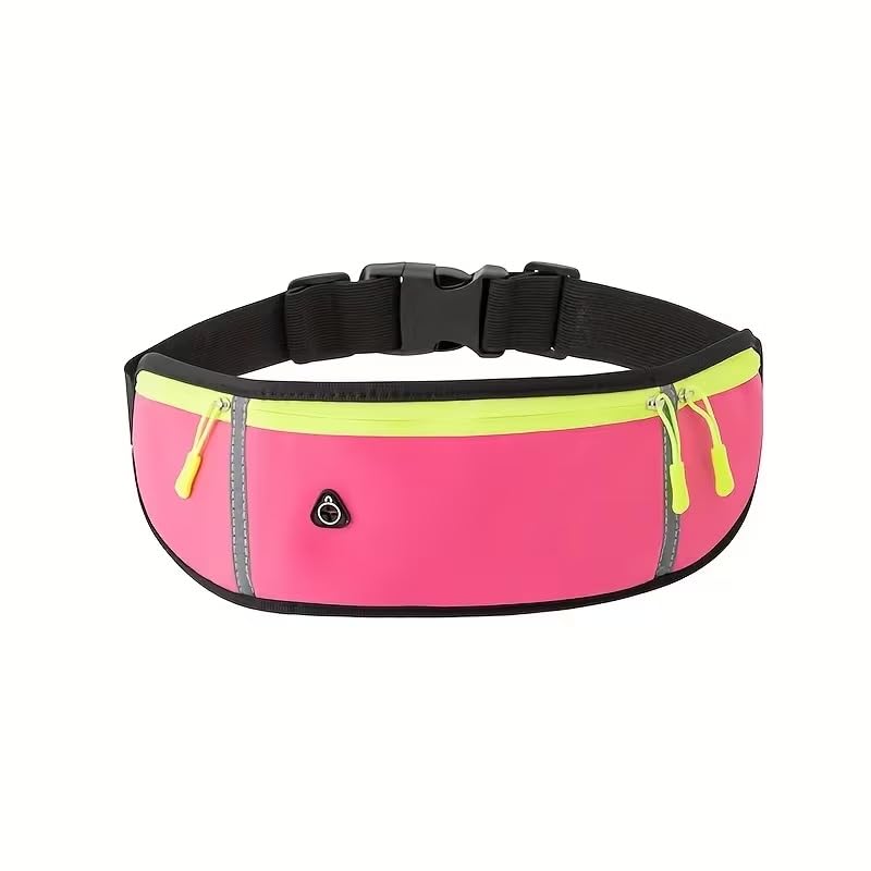 Image of Running Belt with Waterproof Adjustable Elastic Strap, Sweatproof waistpacks with Large Capacity, Perfect for Running and Outdoor Activities, Black, One Size (Running Belt Pink)