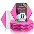 Acoustic Panels 12 Pack Soundproof Wall Panels, 14" X 12" X 0.4" Sound Proof Panles, High-Density Wall Decoration Sound Absorbing Panel, Hexagon Wall Panel for Home Office with Self-Adhesive (Pink)
