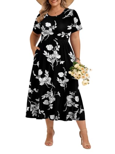 Image of LARACE Plus Size Dresses for Women Summer Maxi Casual Dress with Pockets