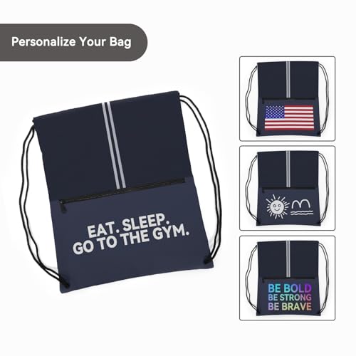 Image of Drawstring Backpack Large Sports Draw String Bag for Men and Women (Navy Blue)