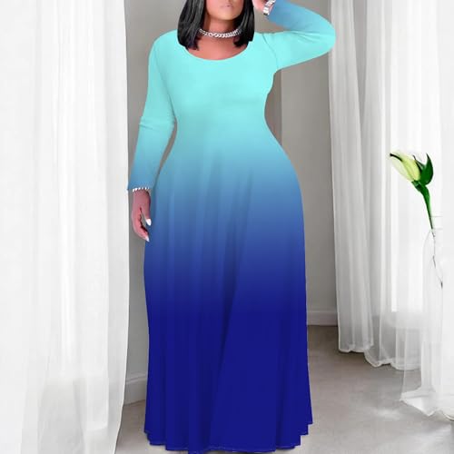 Image of PinkPatty Women's Plus Size Long Sleeve Maxi Dresses T Shirt Boho Sundress Fall Dress with Pockets