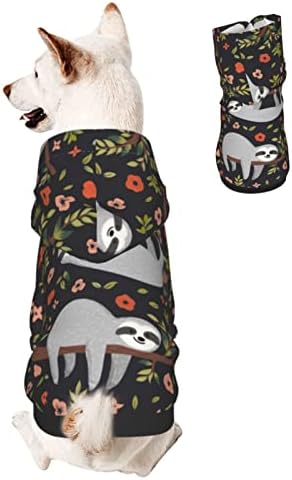 Sloth Hanging Dog Hoodies, Pet Clothes Costumes, Tree Flower Branch Pets Wear Hoodie Sweatshirts Jacket for Puppy Cat Party XX-Large