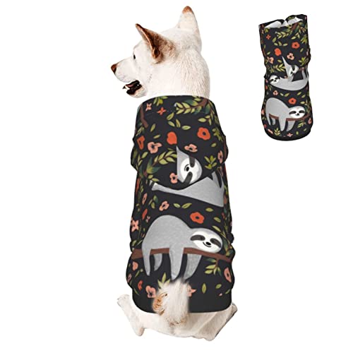 Sloth Hanging Dog Hoodies, Pet Clothes Costumes, Tree Flower Branch Pets Wear Hoodie Sweatshirts Jacket For Puppy Cat Party Xx-Large #TOP2