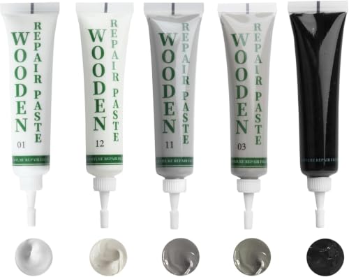 5PCS Kit de Réparation pour Meubles en Bois, Kit Reparation Parquet Blanc
