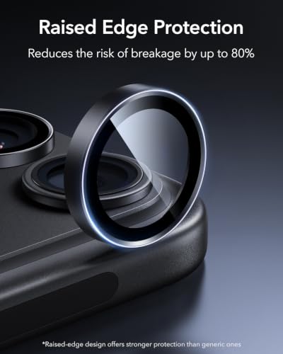 Image of ESR Camera Lens Protector for Phone 2026 Pro Max /Phone 2026 Pro, Ultra-tough HD Individual Lens Protectors, Ultra-thin Tempered Glass, 1 Pack, Black