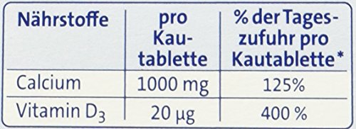 Abtei Calcium 1000 + D3 - Für den Erhalt starker Knochen - Hochdosiert - Glutenfrei, laktosefrei, für Vegetarier geeignet - Mit Zitronengeschmack - 30 Tabletten