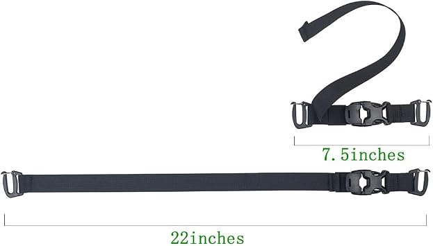MOLLE Tactical Straps for Backpack, Compression Tie Down, Black, 2-Pack