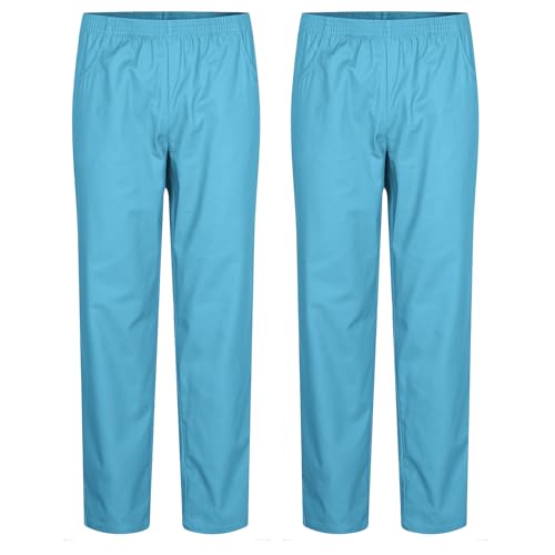 MISEMIYA Pantaloni da Lavoro Unisex, Confezione da 2, Vita Elasticizzata e Tasche Laterali, 65% Poliestere 35% Cotone, Ref. 8312