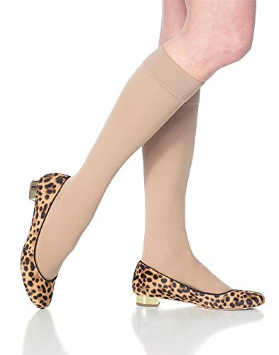 Image of SIGVARIS Women's Essential Cotton 230 Closed Toe Calf-High Socks w /Grip Top 30-40mmHg - Black - Medium Short