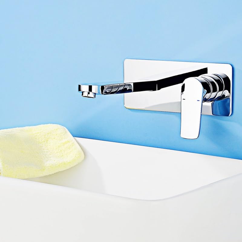 Robinet de lavabo mural chaud et froid mitigeur encastré noir de salle de bain
