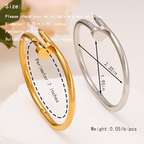 FAFUGA 18 K Gold Plated Double Bangle Bracelet Stack Love Jewelry Set for Women Gift with Box4