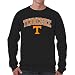 Campus Colors Tennessee Volunteers Adult Crewneck Sweatshirt - NCAA Arch and Logo Gameday Fleece Pullover for Men and Women - Black, X-Large