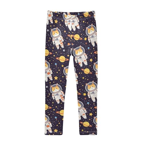 Funny Cat Girls' Leggings Toddler Doodles Space Kids Yoga Pants Dance Active Tights 4T