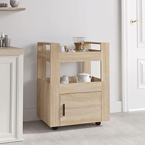 Juroupi Carrito de Cocina Madera contrachapada Color Roble 60x45x80 cm Fruteros De Cocina Mesa Auxiliar Cocina