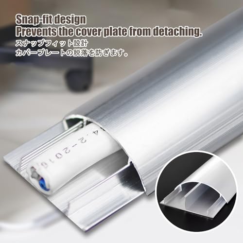 Cubrecables para piso, cubre cables de suelo, previene tropiezos; apto para TV, oficinas, hogar y escritorios (No. 6, 1 m) miniatura 4