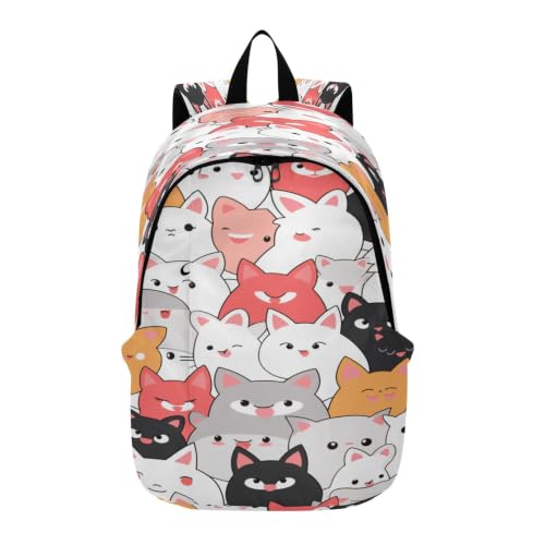 Sac à dos portable léger à motif chats mignons imperméable et compact
