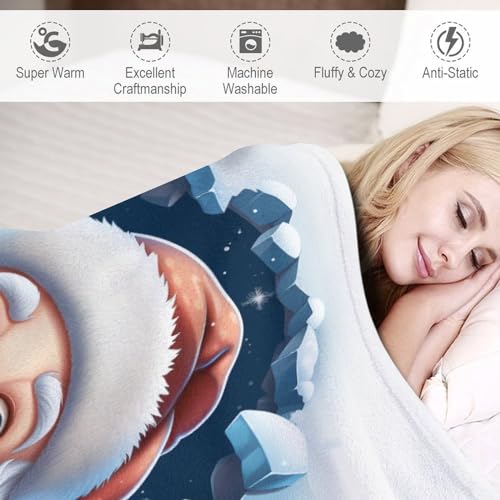 Manta de Papá Noel suave y acogedora manta de forro polar para sofá y cama 6