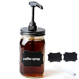 32 oz Mason Syrup Sauce Honey Dispenser Pump Bottle 1 Quart Wide Mouth Glass Coffee Syrup Condiment Ketchup Container For mayo, maple syrup, mustard, salad dressing Food Grade Airtight & Leak-Proof
