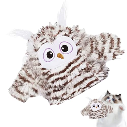 Jouet interactif en forme de hibou pour chat avec son réaliste