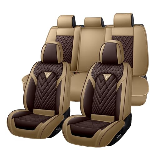 Image of Car Seat Covers Full Set for Kia Telluride 2020-2026, Anti-Slip Full Coverage Car Seat Covers, Waterproof Nappa Leather Car Seat Cover Sets(5 Seats /Brown Coffee)