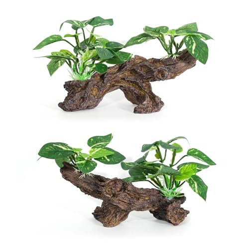 Image of 4PCS Driftwood Cave Aquarium Decor Silk Aquarium Plants for Betta Fish Tank Decorations