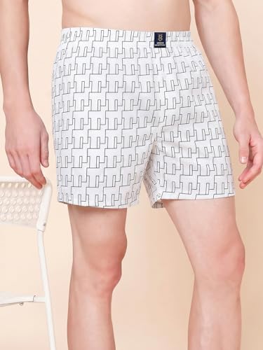 Image of Urban Scottish Men's Pack of 2 Cotton Printed Boxers with Side Pockets