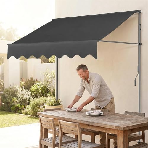 Toldo ajustable para balcón y terrazas de cafetería con manivela 7