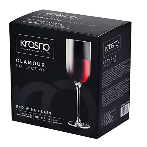 Image of KROSNO Red Wine Glasses Set of 6, 11.8 oz, Glamour Collection | Wine Tumbler, Lead-Free Crystal Glassware, Drinking Glasses, Elegant Cups, Home & Restaurant, Dishwasher Safe