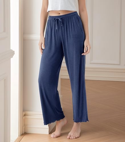 Image of DAVID ARCHY Women Pajama Pants Bamboo Rayon Comfy Cooling Lounge Sleep Flowy Casual Wide Leg Pj Bottom with Pockets 1 /2 Pack