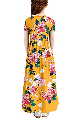 Image of storeofbaby Girls Floral /Solid Maxi Dress Floor Length with Pockets Casual