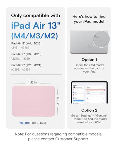 Image of MOFT Dynamic Folio Case for iPad Air 13-inch (M4 2026 / M3 2025 / M2 2024),Slim Magnetic Stand Case with 20+ Viewing Angles, Auto Wake /Sleep,Ultra Thin, Light Pink