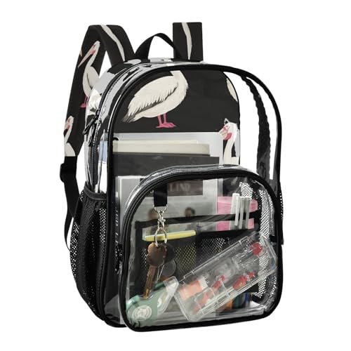 PVC Pelican Cartoon Black Funny Boys Girls School See Through Bag Clear Transparent Waterproof Backpack2