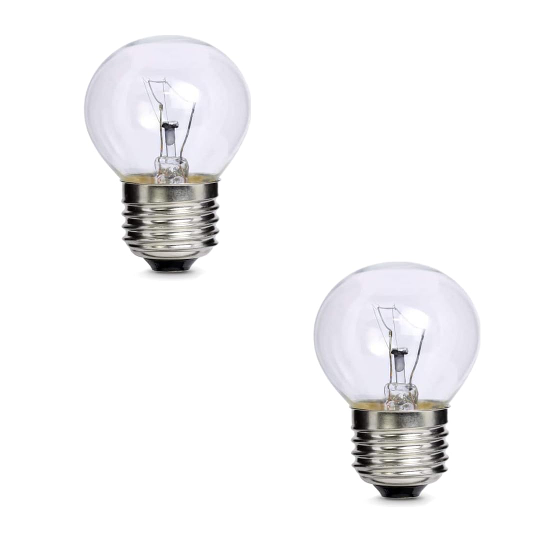 Aspares 2X High Temperature Round Bulb E27 Oven &Fridge Lamp Compatible with Zanolli 230V 40W Screw in 300 °C (Pack of 2)