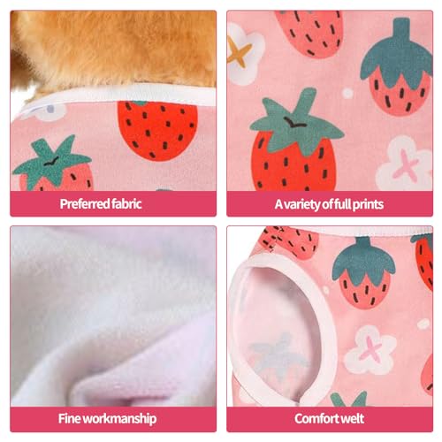 3 Stück Hundeshirts,Atmungsaktives Welpen Hunde Shirts Obstmustern Kleine Hunde-Shirt Weiche Cat Tank Weste T-Shirt Sommer Hundekleidung Haustierkleidung für Kleine Hund Katze(Rosa,L)