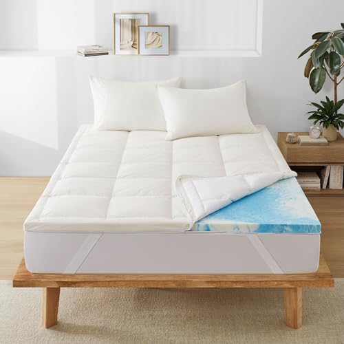 Peace Nest Goose Feather Mattress Topper, Queen, 2.5