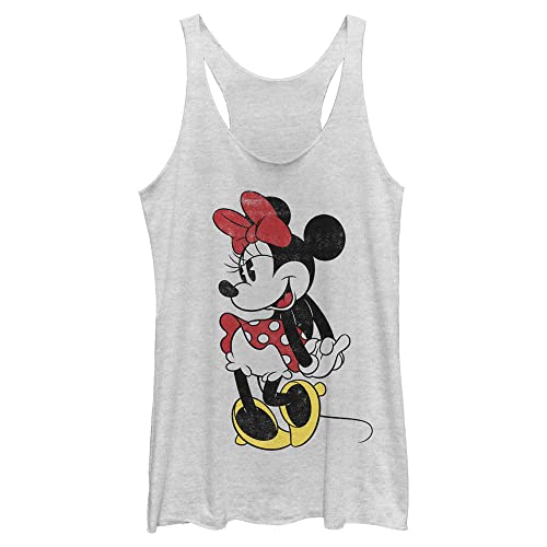 Disney Classic Mickey Classic Minnie Women's Racerback Tank Top White Heather
