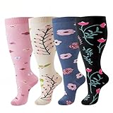 4 Paar Weite Waden Kompressionsstrümpfe für Herren und Damen,Plus Size...