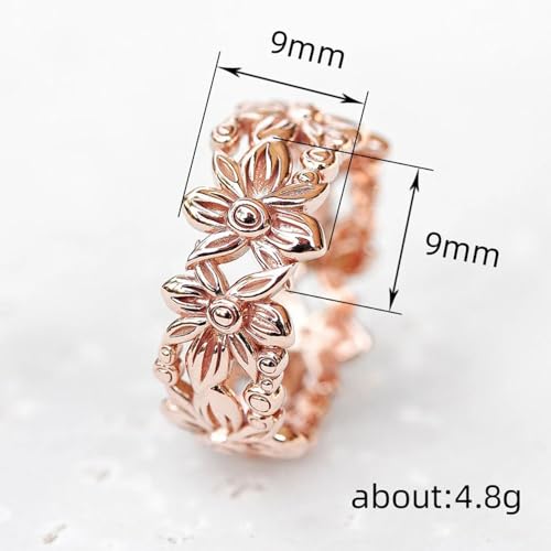 Rose Gold Plated Flower Statement Ring Personalized Accessory Ideal for Women's Daily Casual Wear Party Holiday Anniversary Love Jewelry Gift2