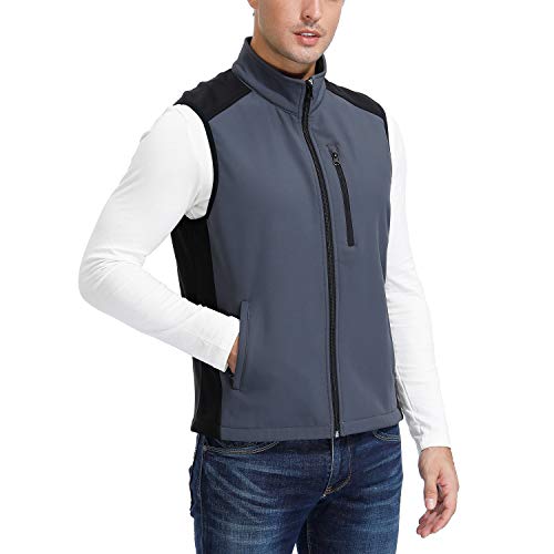 Men's Full Zip Fleece Lined Vest Sleeveless Lightwear Insulated Outwear With Pocket Charcoal M