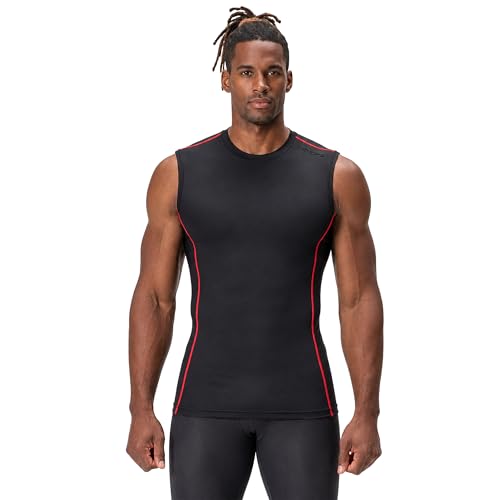 Image of DEVOPS 3 Pack Men's Athletic Compression Shirts Sleeveless | Gym Training, Running, Moisture Wicking, Compression Fit, 4-Way Stretch, UPF 50+, Sleeveless
