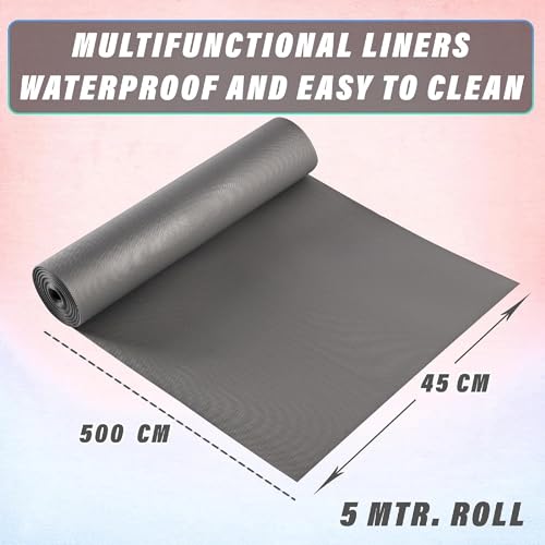 Image of DEVER Home Anti-Slip EVA Mat for Kitchen & Fridge | 5 Meter Kitchen Shelf Liner Roll for Drawers,Cupboards & Wardrobe | Easy-Clean PVC /EVA Protector Sheet,Diamond Texture Metallic Grey (500 cm x 45cm)