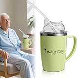 Vaso para adultos, vasos de 350 ml para ancianos con boquilla antisalpicaduras, vasos 3 en 1 para adultos mayores antiderrames, a prueba de derrames con pajita, vasos antiderrames para adultos mayores